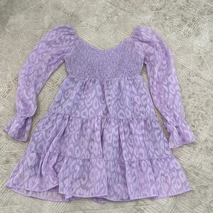 Purple Leopard Print Kids Dress